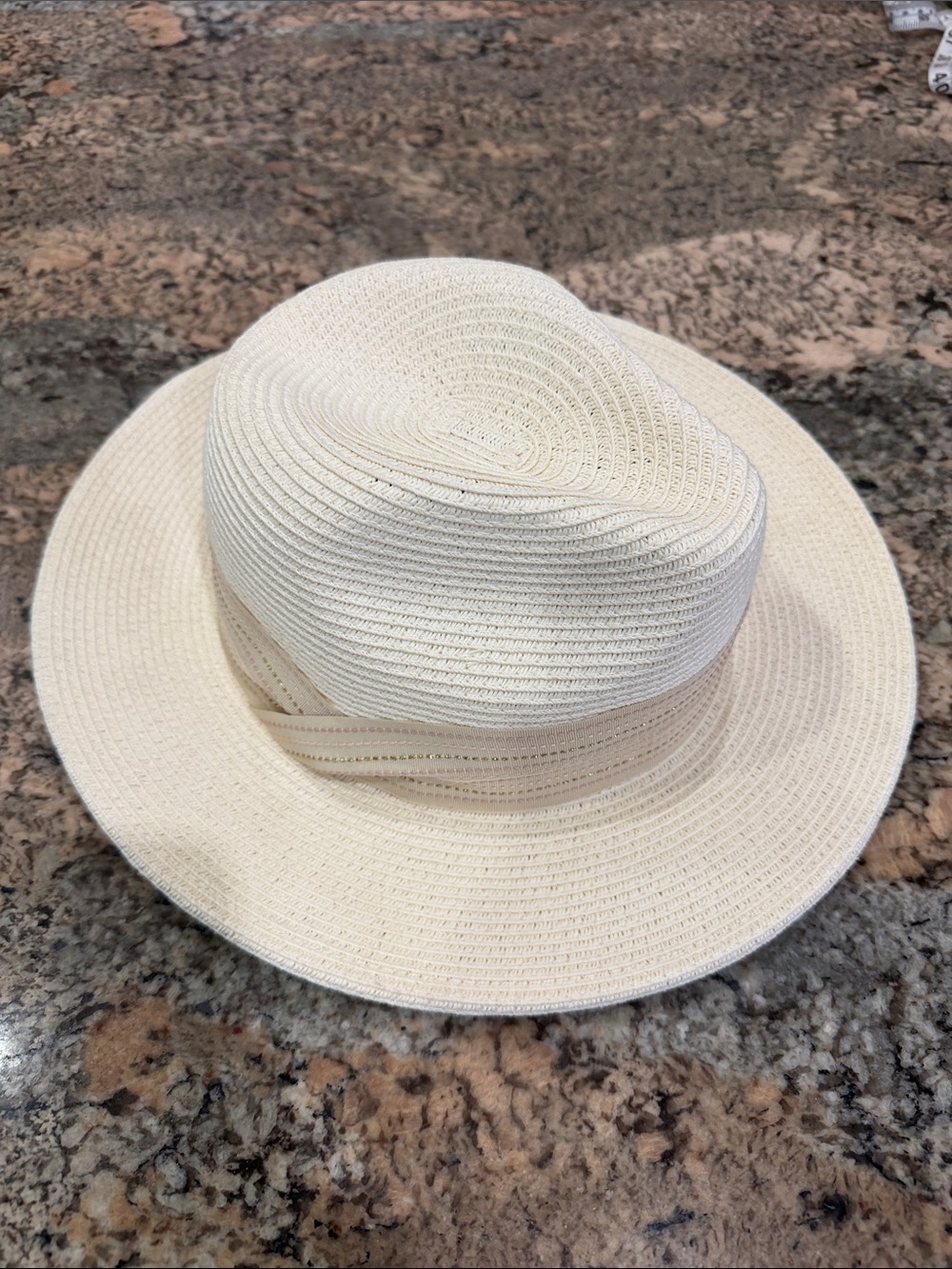LC Lauren Conrad Cream Straw Fedora Sun Hat